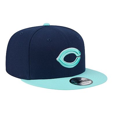 Men's New Era Navy/Turquoise Cincinnati Reds 2-Tone Color Pack 9FIFTY Snapback Hat
