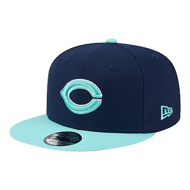 Men's New Era Navy/Turquoise Cincinnati Reds 2-Tone Color Pack 9FIFTY Snapback Hat