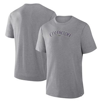 Men's Fanatics Heather Gray Colorado Rockies Play Tribute Tri-Blend T-Shirt