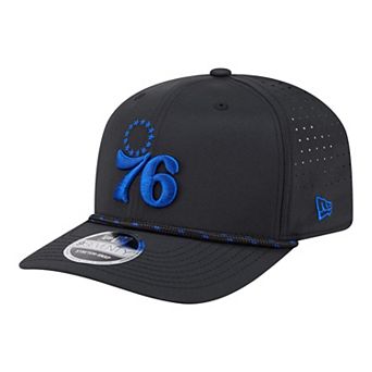 Men's New Era Black Philadelphia 76ers Sport Rope Vented Stretch-Snap 9SEVENTY Hat