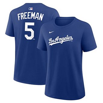 Women's Nike Freddie Freeman Royal Los Angeles Dodgers Alternate Name & Number T-Shirt