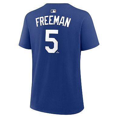 Women's Nike Freddie Freeman Royal Los Angeles Dodgers Alternate Name & Number T-Shirt