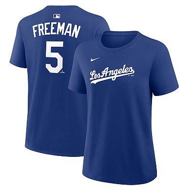 Women's Nike Freddie Freeman Royal Los Angeles Dodgers Alternate Name & Number T-Shirt