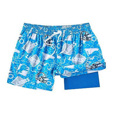 Men's Chubbies Blue Detroit Lions Game Day Fit Classic Lined Swim Trunks