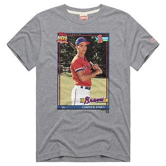 Unisex Homage Chipper Jones Gray Atlanta Braves Topps Baseball Tri-Blend T-Shirt