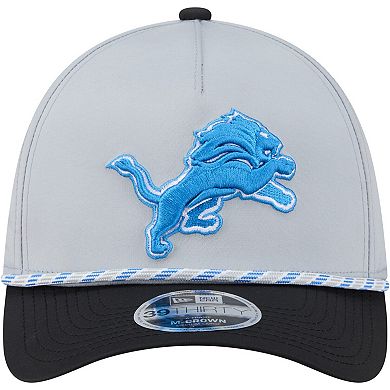 Men's Silver/Black Detroit Lions Rope M-Crown A-Frame 39THIRTY Flex Hat