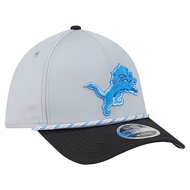 Men's Silver/Black Detroit Lions Rope M-Crown A-Frame 39THIRTY Flex Hat