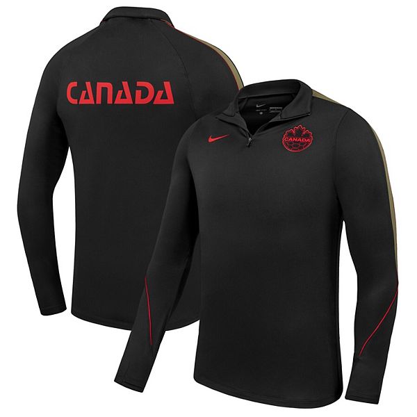 Men's Nike Black Canada Soccer Strike Drill Quarter-Zip Long