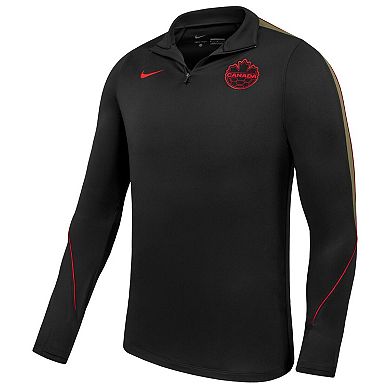 Men's Nike Black Canada Soccer Strike Drill Quarter-Zip Long Sleeve Dri-FIT Top