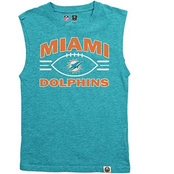 Youth Wes & Willy Heather Aqua Miami Dolphins Muscle Tank Top