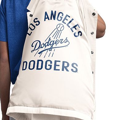 Women's Starter Cream Los Angeles Dodgers Cooperstown First Down Full-Snap Coaches Jacket