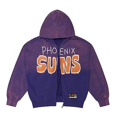 Men's b2Ss Purple Phoenix Suns Block Letter Full-Zip Hoodie