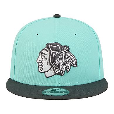 Men's New Era Turquoise/Charcoal Chicago Blackhawks Two-Tone Color Pack 9FIFTY Snapback Hat
