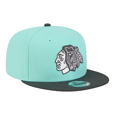 Men's New Era Turquoise/Charcoal Chicago Blackhawks Two-Tone Color Pack 9FIFTY Snapback Hat