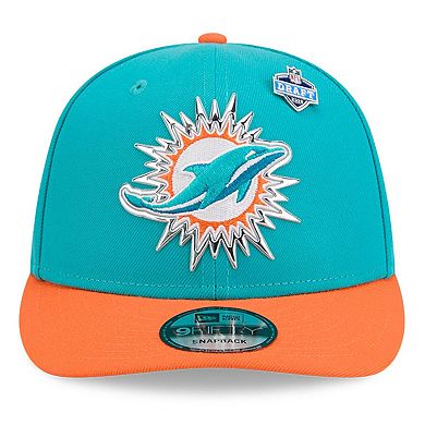 Youth New Era Aqua/Orange Miami Dolphins 2026 NFL Draft Pre-Curved 9FIFTY Snapback Hat