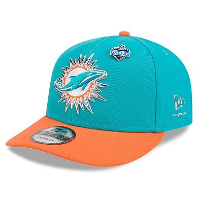 Youth New Era Aqua/Orange Miami Dolphins 2026 NFL Draft Pre-Curved 9FIFTY Snapback Hat