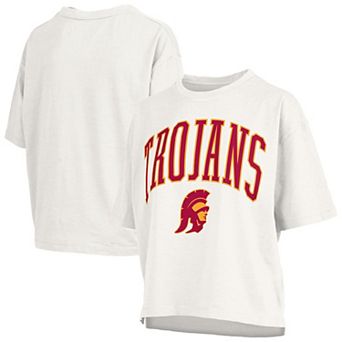 Women's Pressbox White USC Trojans Plus Size Nelson Motley Crew Oversized Slub T-Shirt