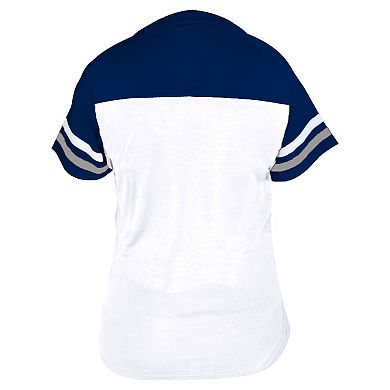 Women's Profile White/Royal Los Angeles Dodgers Plus Size Two-Stripe V-Neck T-Shirt