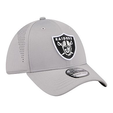 Men's New Era Gray Las Vegas Raiders Perforated 39THIRTY Flex Hat