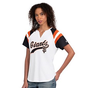 Women's Starter White San Francisco Giants Game On Notch Neck T-Shirt