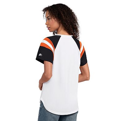 Women's Starter White San Francisco Giants Game On Notch Neck Raglan T-Shirt
