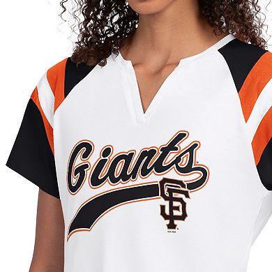 Women's Starter White San Francisco Giants Game On Notch Neck Raglan T-Shirt