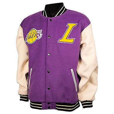 Unisex FISLL Purple/Cream Los Angeles Lakers Full-Snap Varsity Jacket