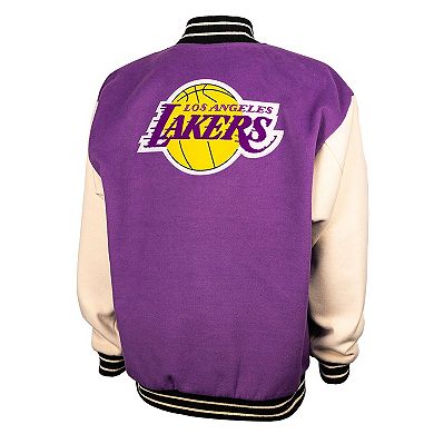 Unisex FISLL Purple/Cream Los Angeles Lakers Full-Snap Varsity Jacket
