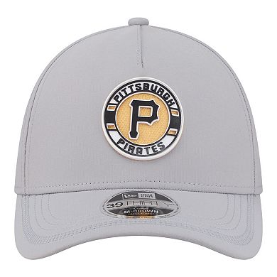 Men's New Era Gray Pittsburgh Pirates Patch 39THIRTY A-Frame M-Crown Perforated Flex Hat