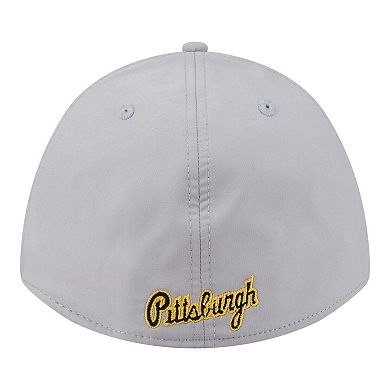 Men's New Era Gray Pittsburgh Pirates Patch 39THIRTY A-Frame M-Crown Perforated Flex Hat