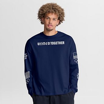 Men's Fanatics Navy Team USA Oversized Type Play Long Sleeve T-Shirt