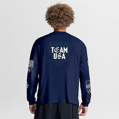 Men's Fanatics Navy Team USA Oversized Type Play Long Sleeve T-Shirt