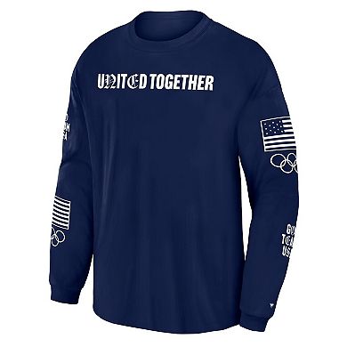 Men's Fanatics Navy Team USA Oversized Type Play Long Sleeve T-Shirt