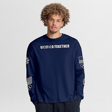 Men's Fanatics Navy Team USA Oversized Type Play Long Sleeve T-Shirt