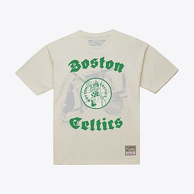 Men's Mitchell & Ness Cream Boston Celtics Hardwood Classics Chapters T-Shirt
