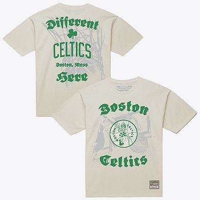 Men's Mitchell & Ness Cream Boston Celtics Hardwood Classics Chapters T-Shirt