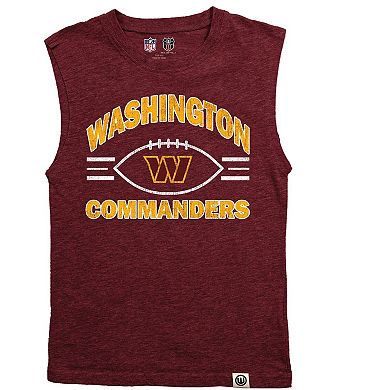 Youth Wes & Willy Heather Burgundy Washington Commanders Muscle Tank Top