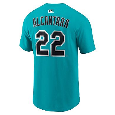 Men's Nike Sandy Alcantara Teal Miami Marlins Alternate Name & Number T-Shirt