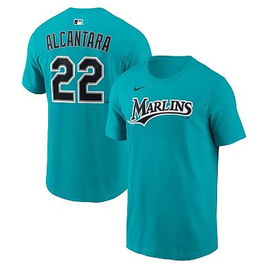 Men's Nike Sandy Alcantara Teal Miami Marlins Alternate Name & Number T-Shirt