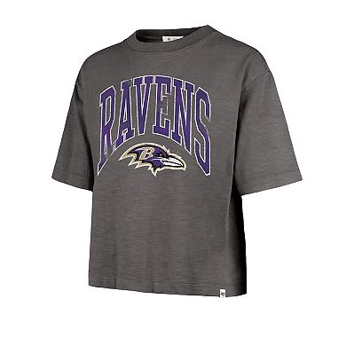 Women's '47 Charcoal Baltimore Ravens Cropped Mindi Slub T-Shirt
