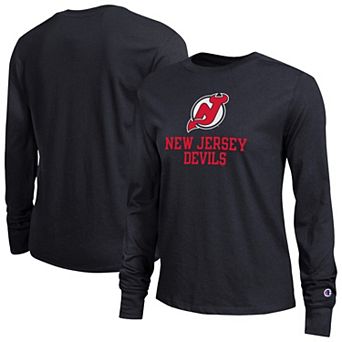 Women's Champion Black New Jersey Devils Wordmark Lockup Long Sleeve T-Shirt