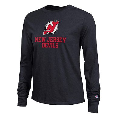 Women's Champion Black New Jersey Devils Wordmark Lockup Long Sleeve T-Shirt