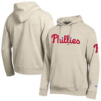 Men's Champion Oatmeal Philadelphia Phillies All Star Chenille Patch Hoodie
