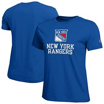 Women's Champion Blue New York Rangers Wordmark Lockup T-Shirt