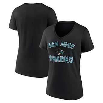 Women's Logo Athletic Black San Jose Sharks Arch Victory V-Neck T-Shirt