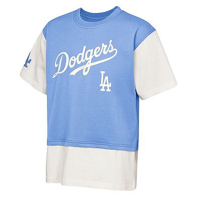 Youth Outerstuff Royal/Cream Los Angeles Dodgers Ultimate Pastels Premium Double Run T-Shirt