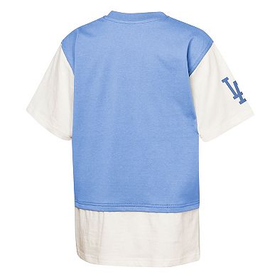 Youth Outerstuff Royal/Cream Los Angeles Dodgers Ultimate Pastels Premium Double Run T-Shirt