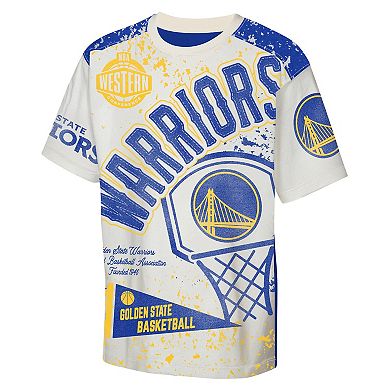 Youth Outerstuff White Golden State Warriors Top Player All-Over-Print T-Shirt