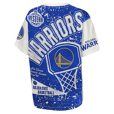 Youth Outerstuff White Golden State Warriors Top Player All-Over-Print T-Shirt