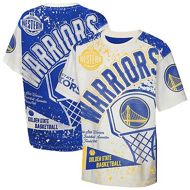 Youth Outerstuff White Golden State Warriors Top Player All-Over-Print T-Shirt